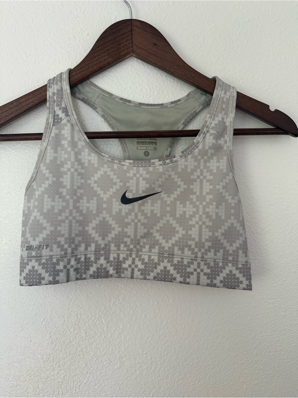 Nike Gray Geometric Dri-FIT Racerback Sports Bra